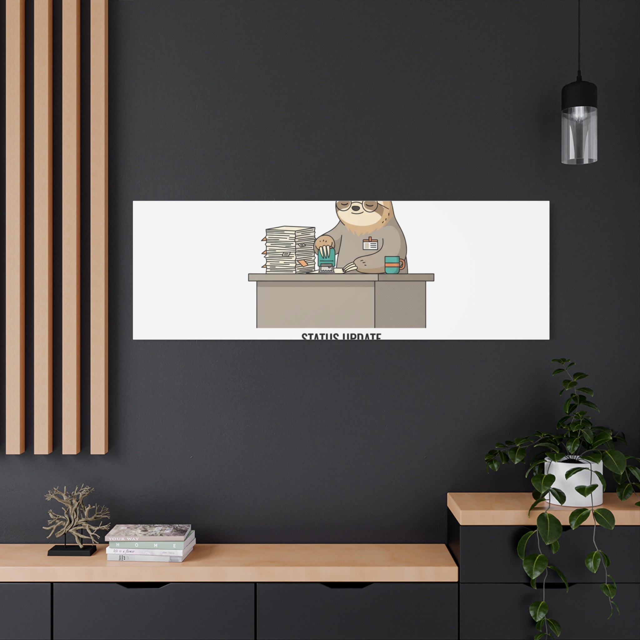 Status Update Pending Indefinitely Sloth Canvas | Unhinged Animal Bureaucracy