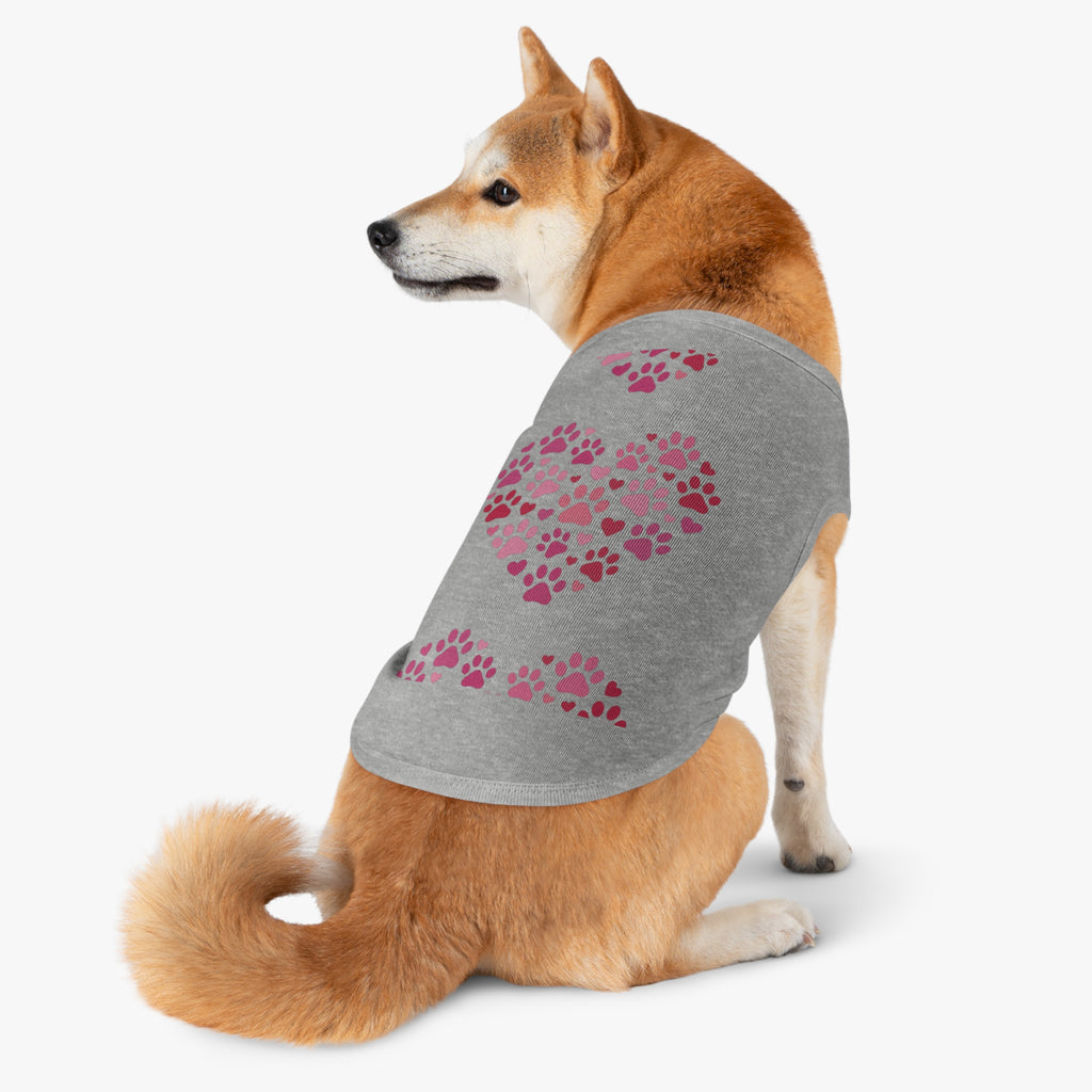 Pet Tank Top — Pink Paw Heart Dog & Cat Tee for Valentines & Everyday Wear
