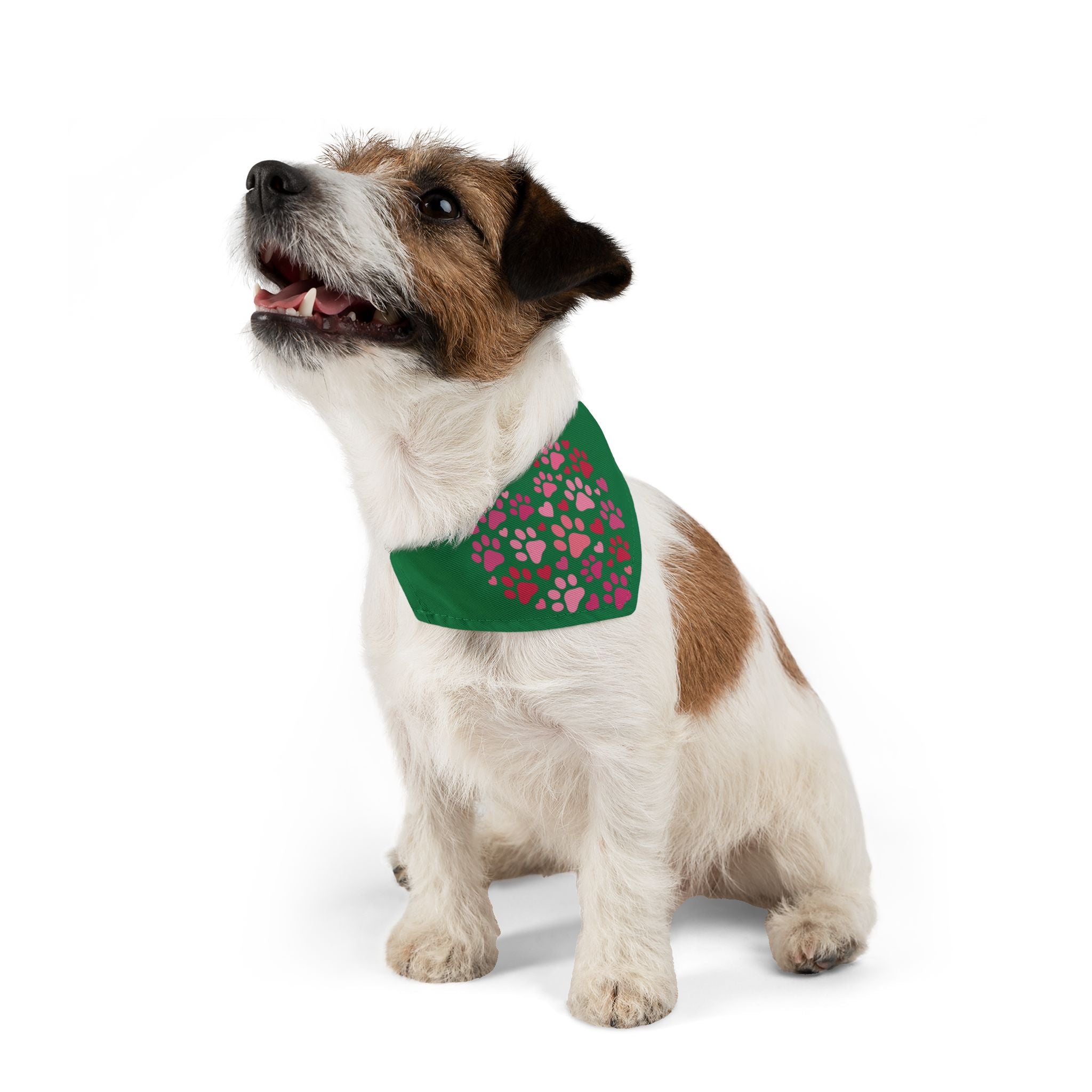 Heart Paw Print Bandana Collar — Pink Paw Heart Pet Scarf for Dogs & Cats