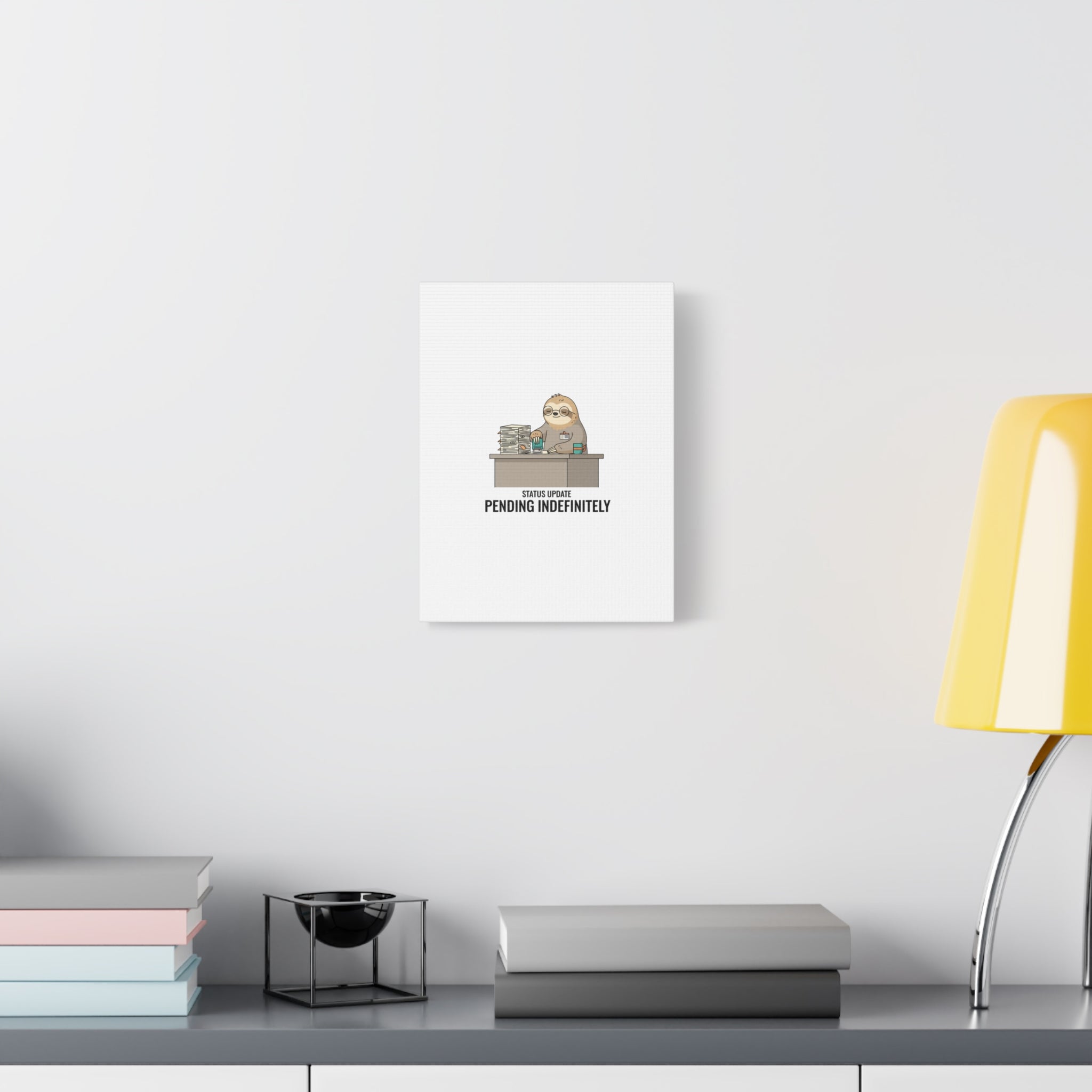Status Update Pending Indefinitely Sloth Canvas | Unhinged Animal Bureaucracy