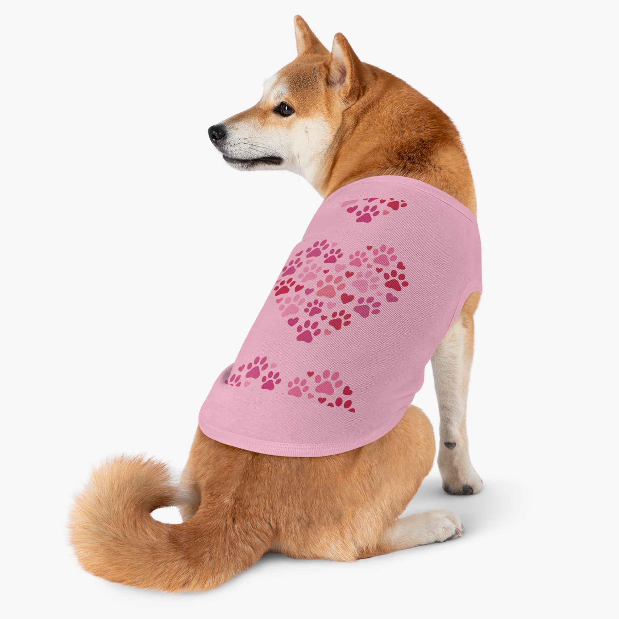 Pet Tank Top — Pink Paw Heart Dog & Cat Tee for Valentines & Everyday Wear