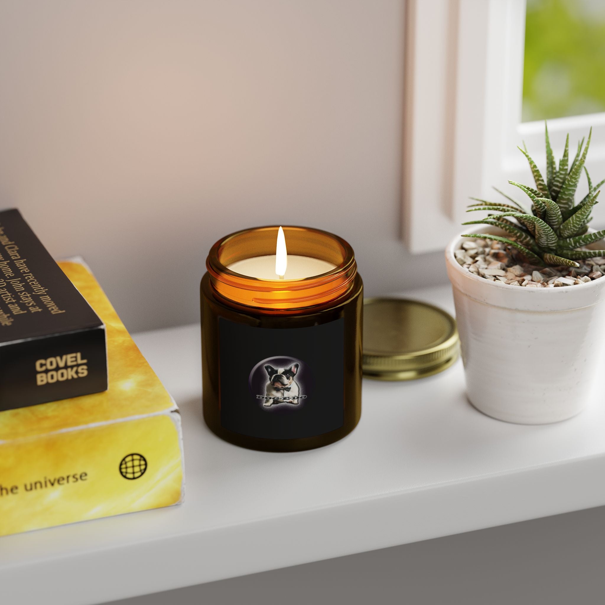 Coconut Apricot Scented Candle — 4oz & 9oz Glass Jar (Dog Moon Label)