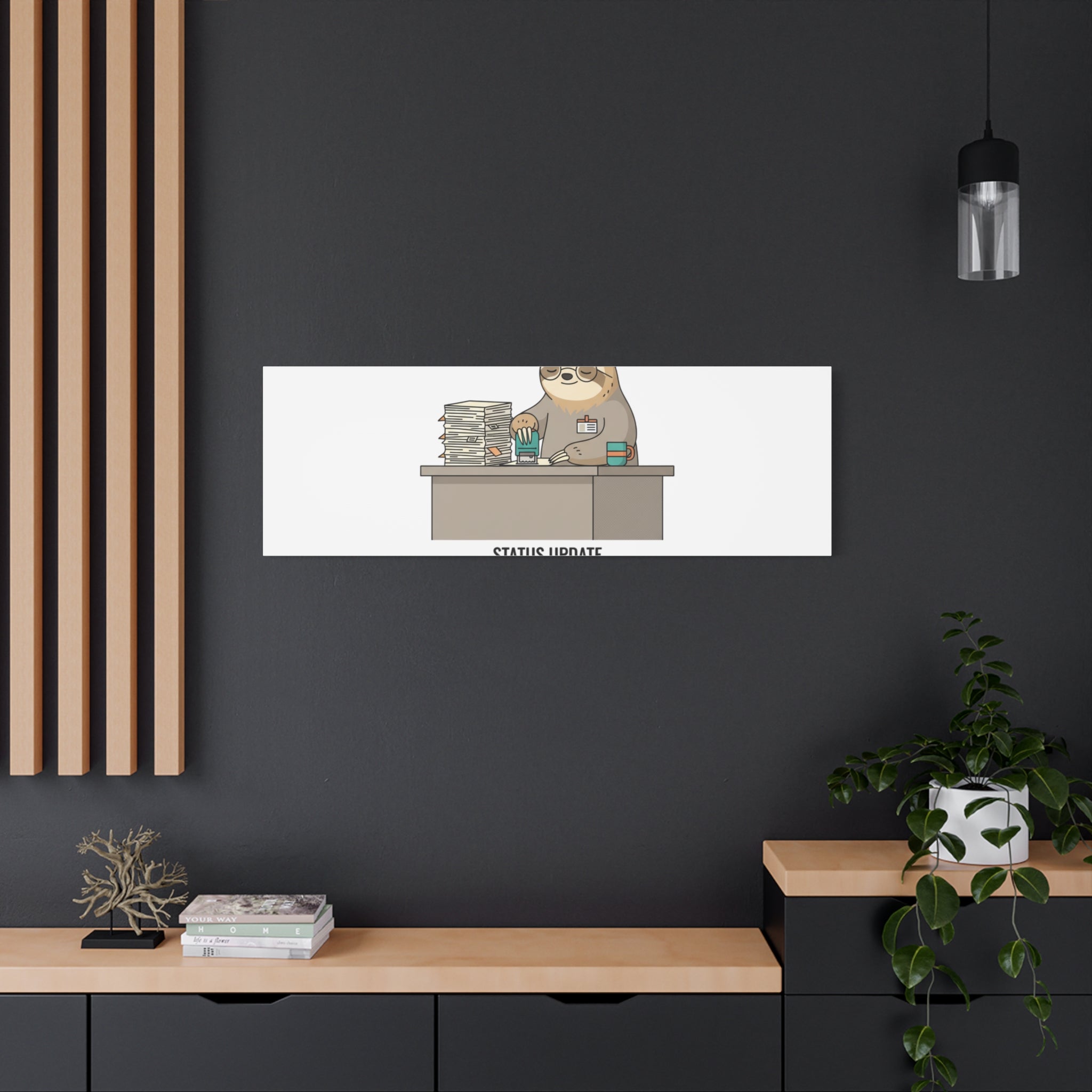 Status Update Pending Indefinitely Sloth Canvas | Unhinged Animal Bureaucracy