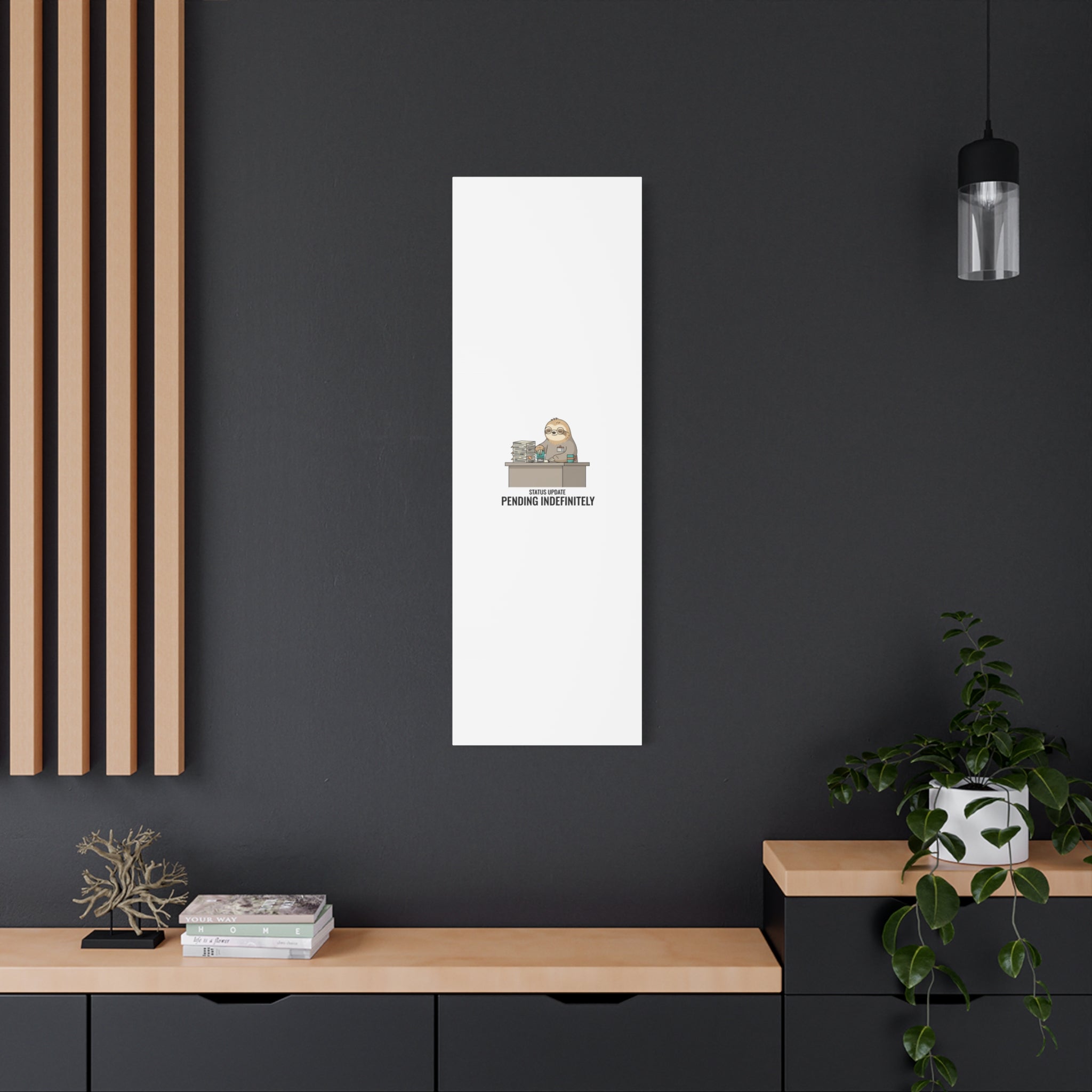 Status Update Pending Indefinitely Sloth Canvas | Unhinged Animal Bureaucracy