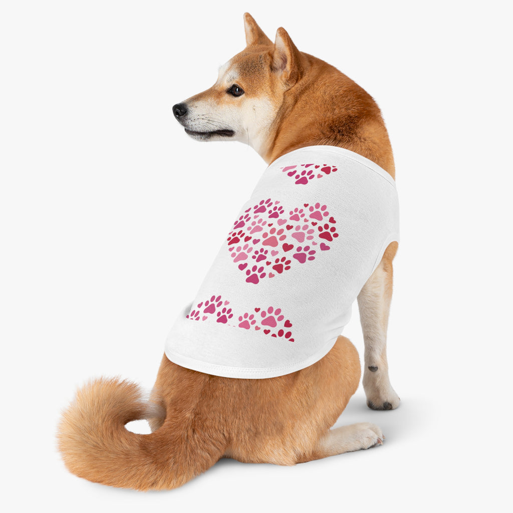 Pet Tank Top — Pink Paw Heart Dog & Cat Tee for Valentines & Everyday Wear