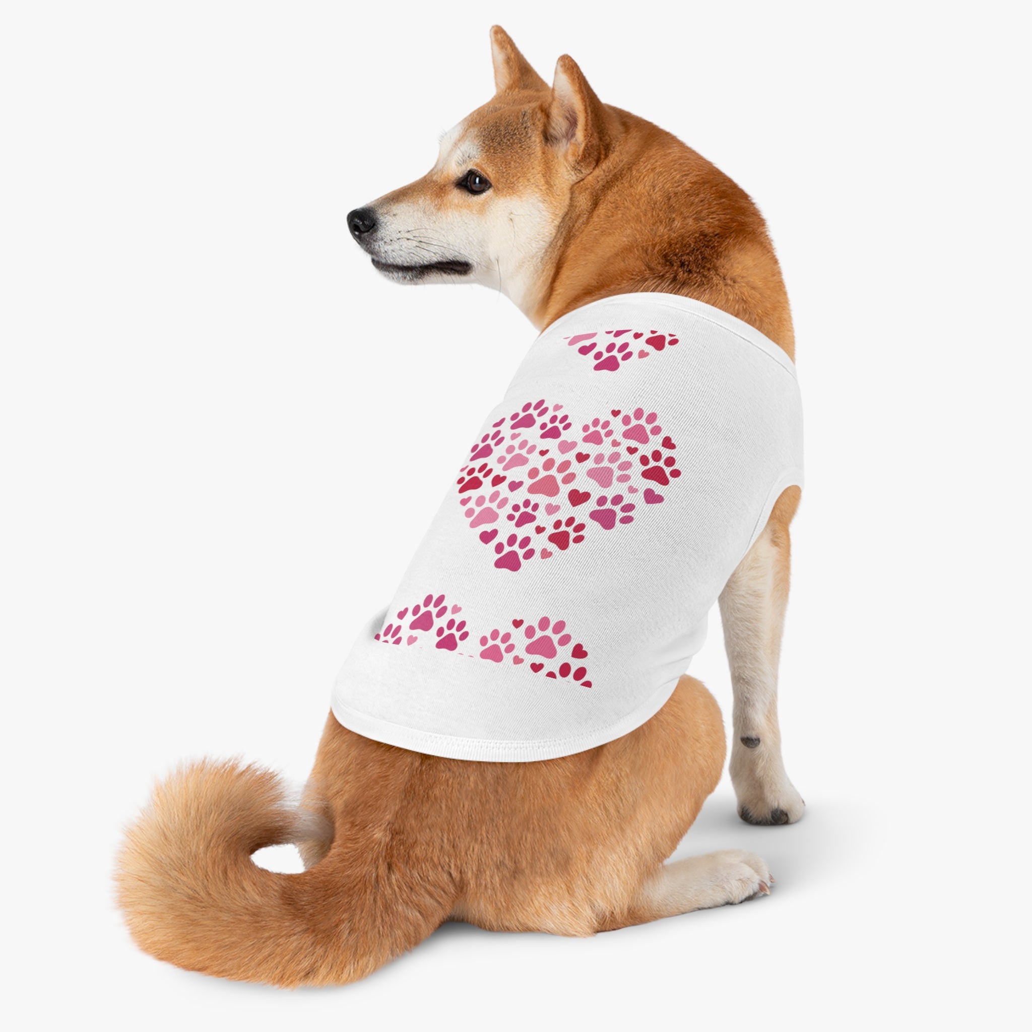 Pet Tank Top — Pink Paw Heart Dog & Cat Tee for Valentines & Everyday Wear