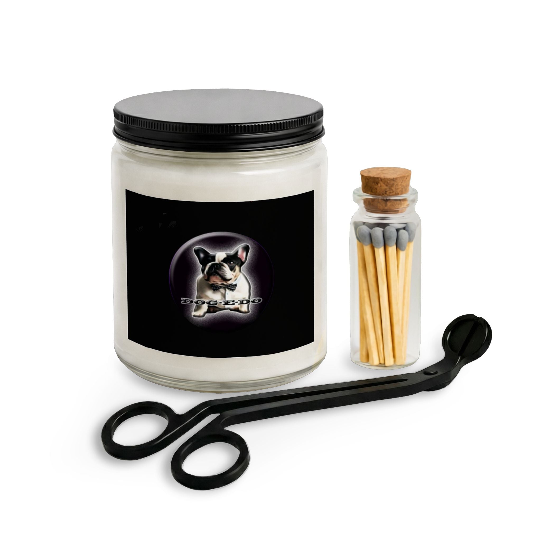 Dog Lover Candle Set with Matches & Wick Trimmer — Boston Terrier Design