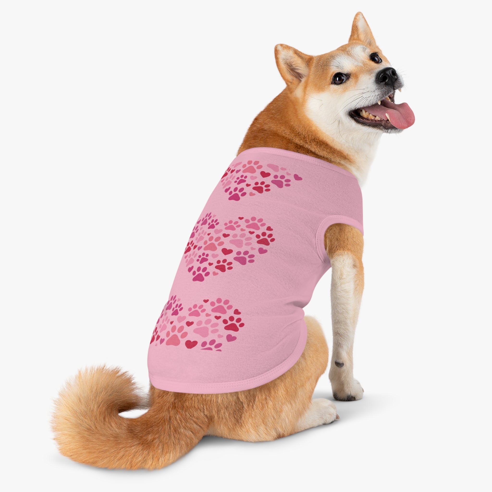 Pet Tank Top — Pink Paw Heart Dog & Cat Tee for Valentines & Everyday Wear