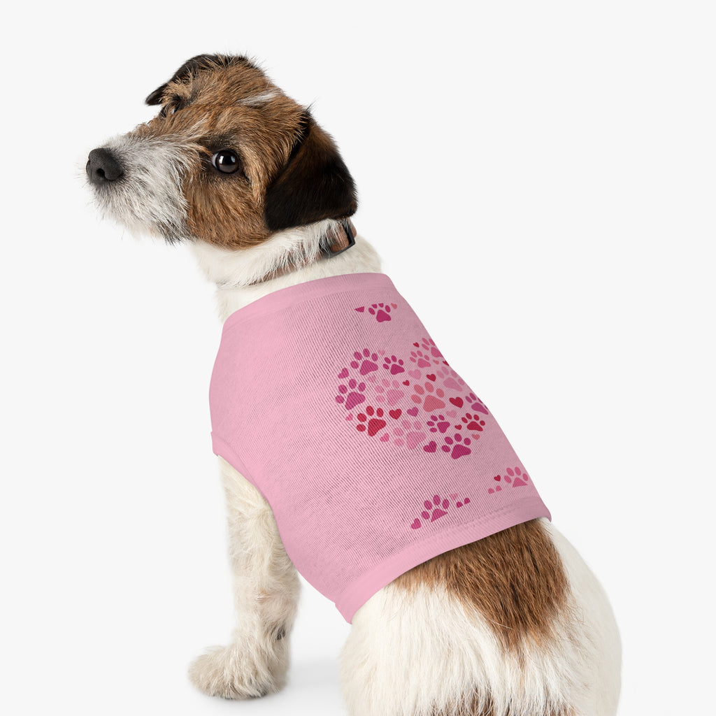 Pet Tank Top — Pink Paw Heart Dog & Cat Tee for Valentines & Everyday Wear