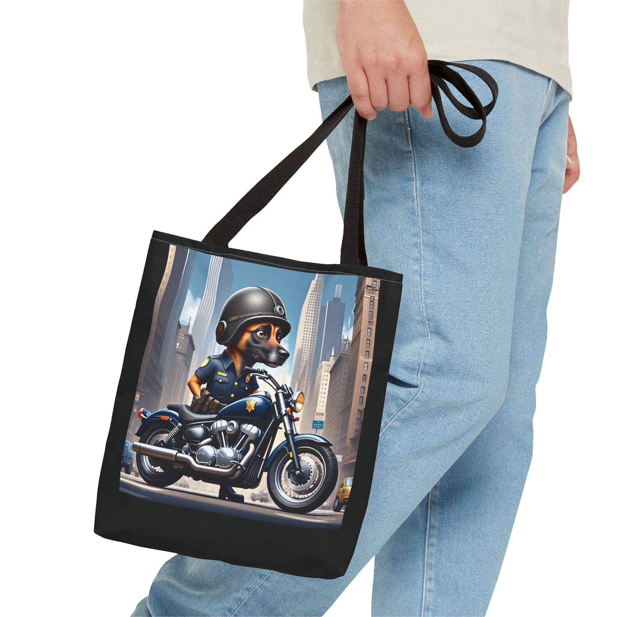 Police Dog Motorcycle Tote Bag - Versatile AOP Design for Dog Lovers