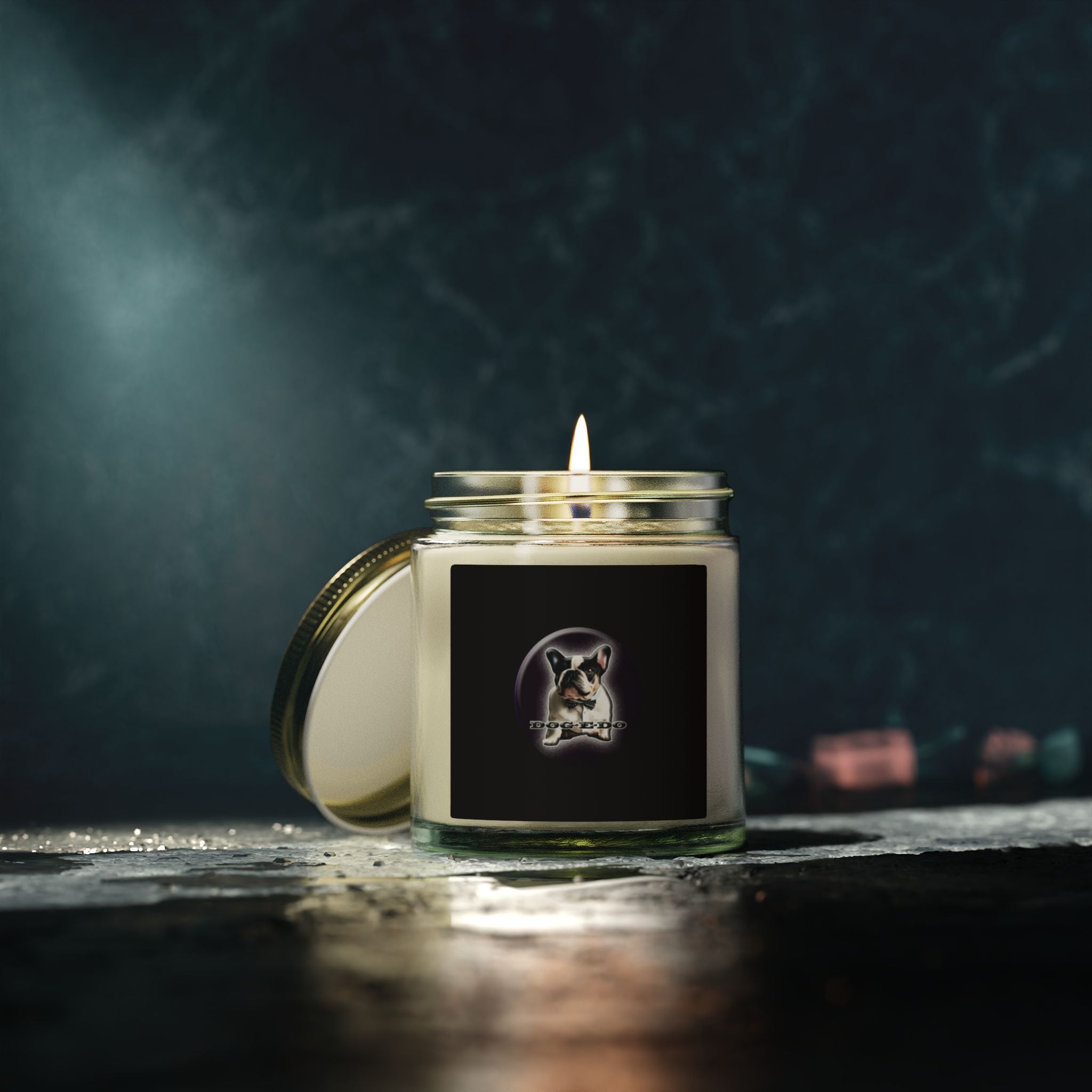 Coconut Apricot Scented Candle — 4oz & 9oz Glass Jar (Dog Moon Label)