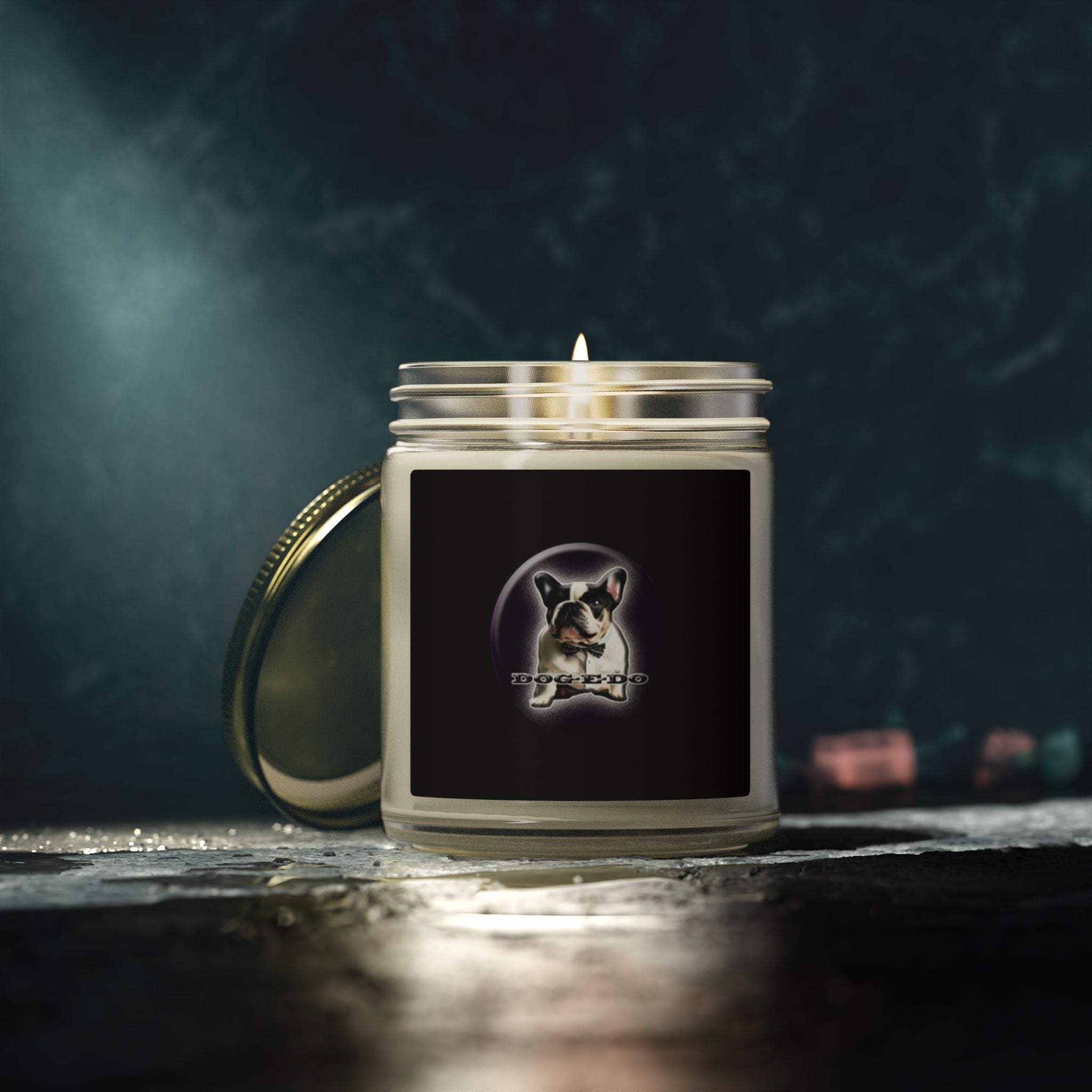 Coconut Apricot Scented Candle — 4oz & 9oz Glass Jar (Dog Moon Label)