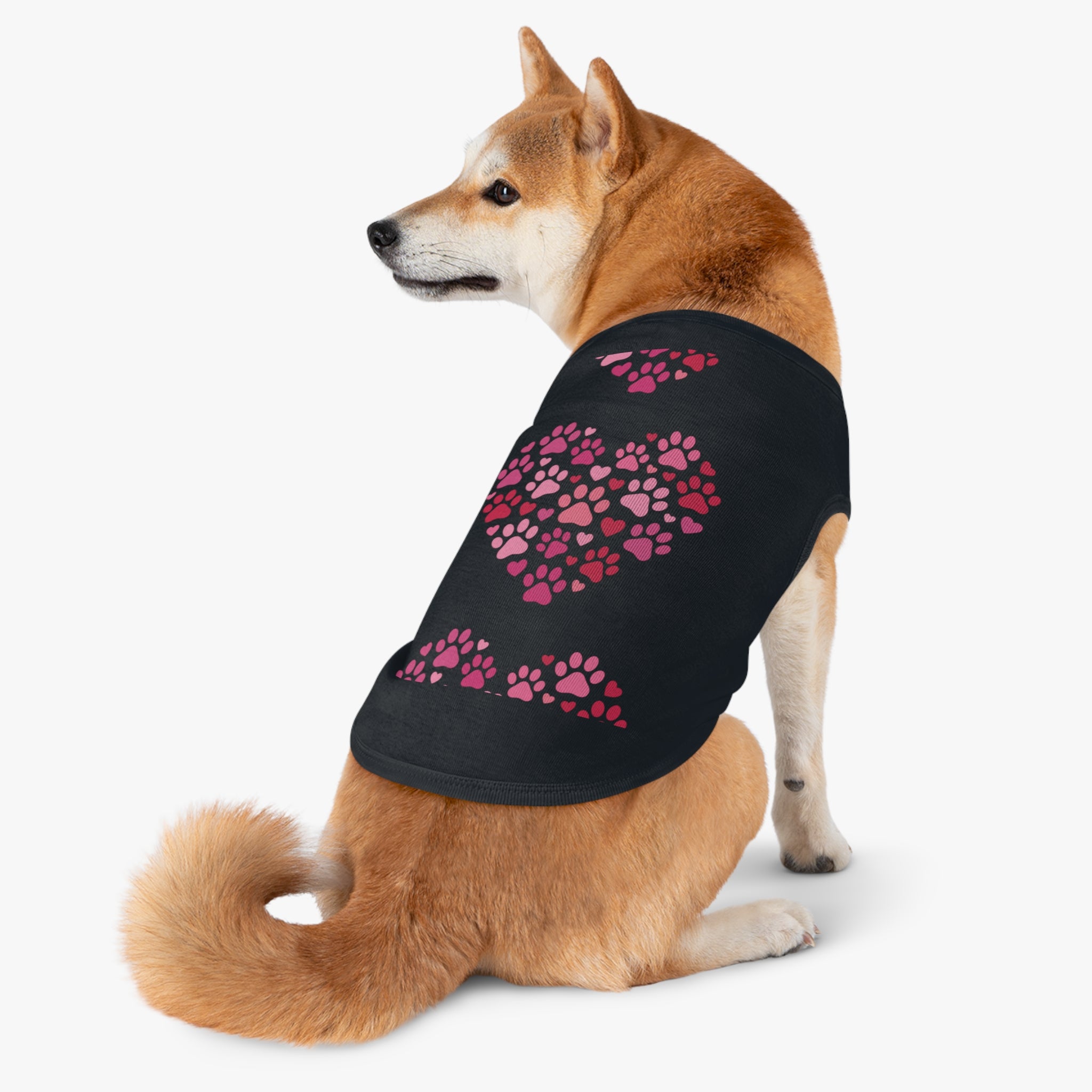Pet Tank Top — Pink Paw Heart Dog & Cat Tee for Valentines & Everyday Wear