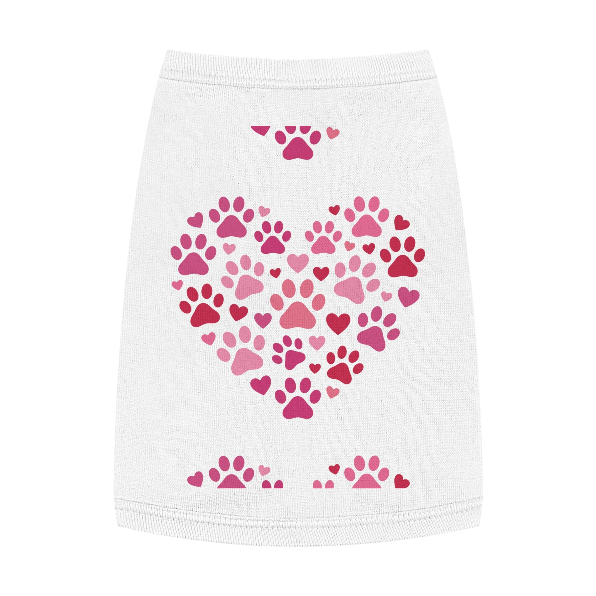 Pet Tank Top — Pink Paw Heart Dog & Cat Tee for Valentines & Everyday Wear