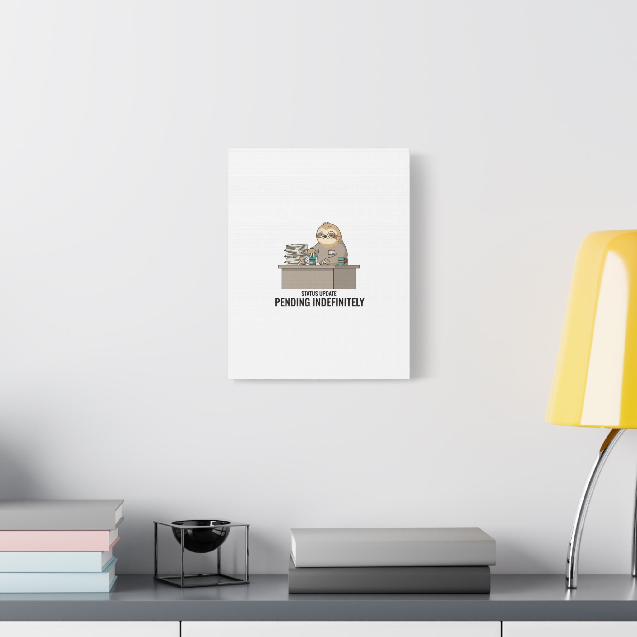 Status Update Pending Indefinitely Sloth Canvas | Unhinged Animal Bureaucracy