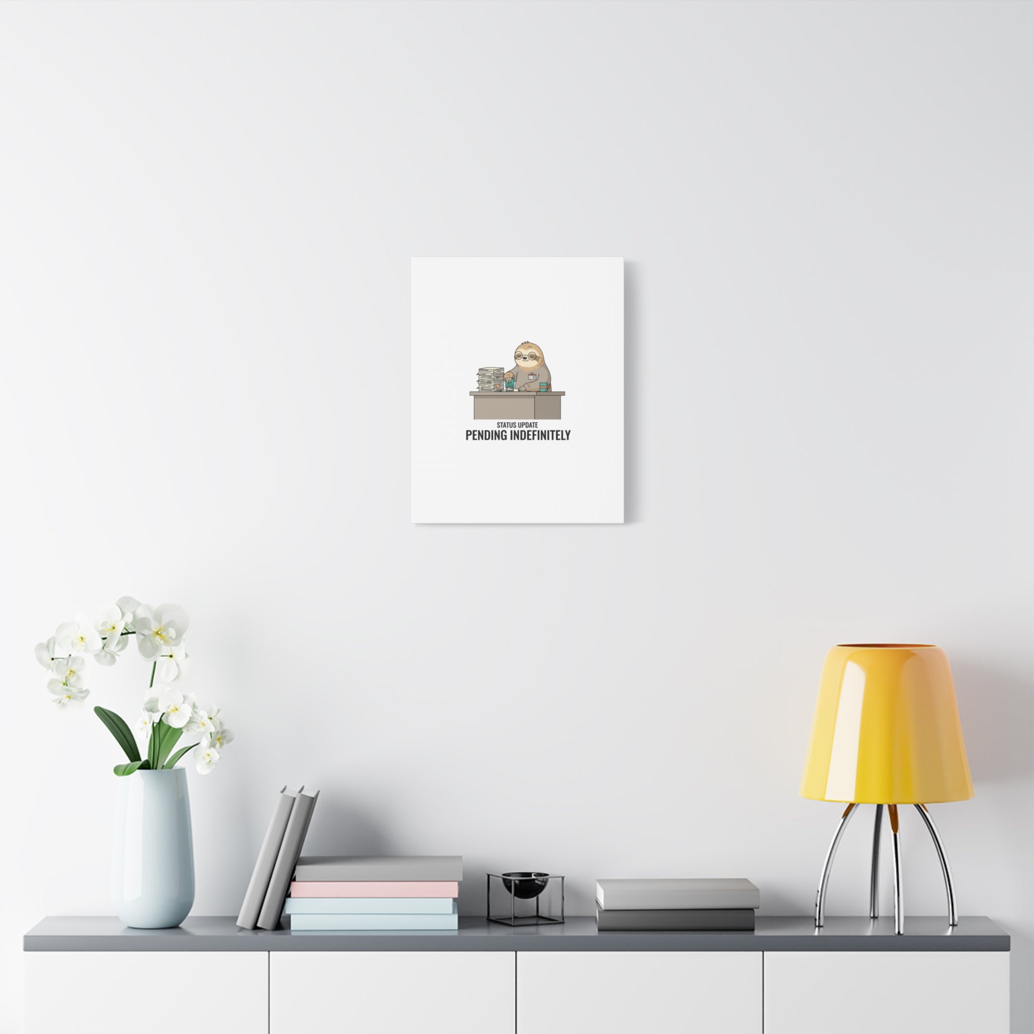 Status Update Pending Indefinitely Sloth Canvas | Unhinged Animal Bureaucracy