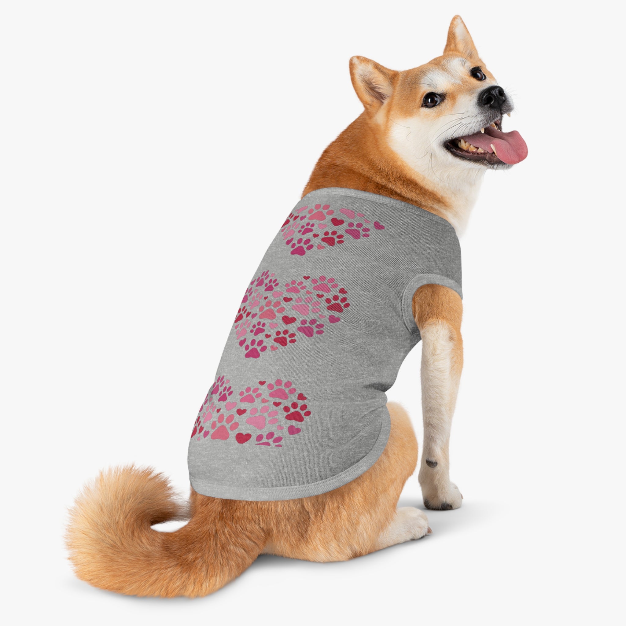 Pet Tank Top — Pink Paw Heart Dog & Cat Tee for Valentines & Everyday Wear