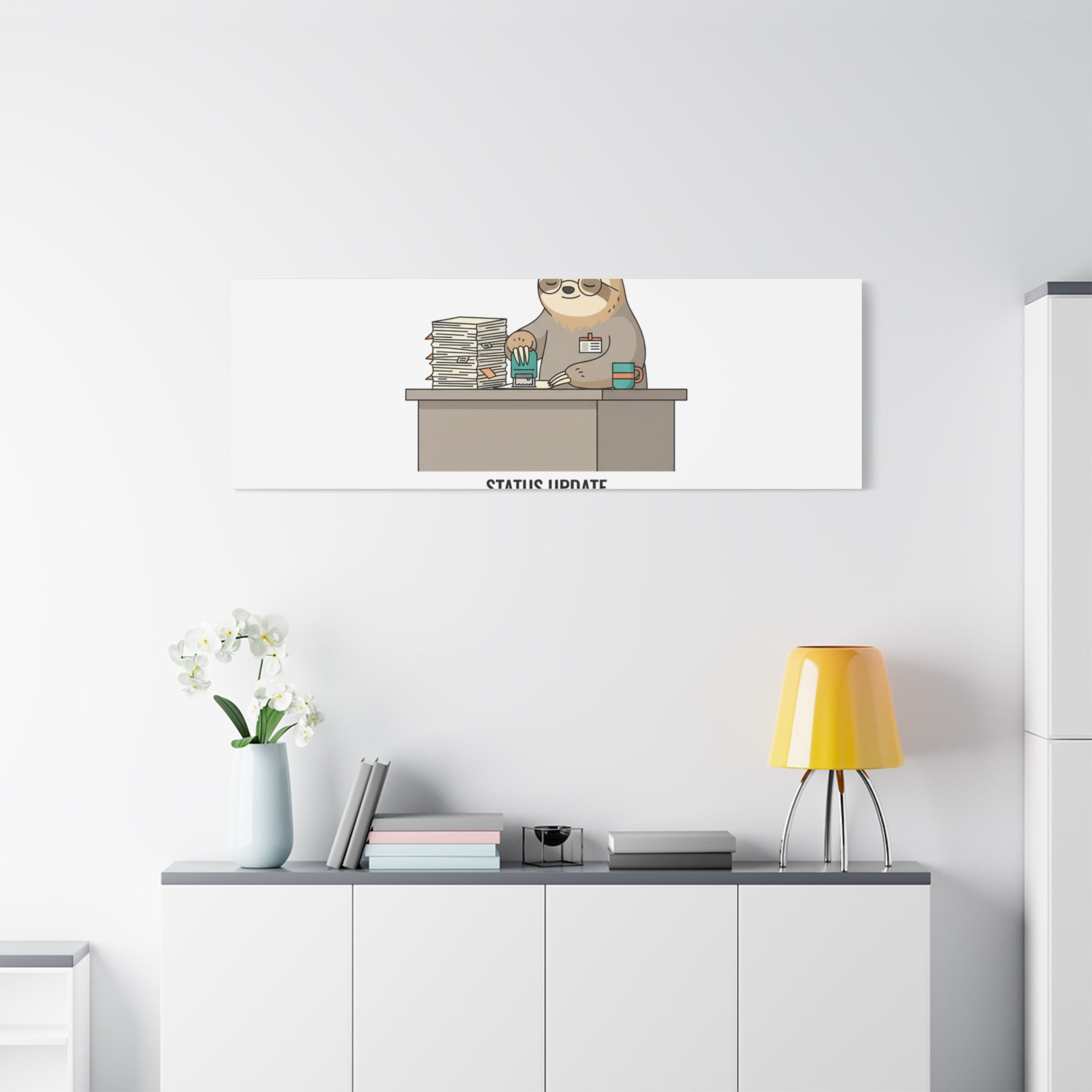 Status Update Pending Indefinitely Sloth Canvas | Unhinged Animal Bureaucracy