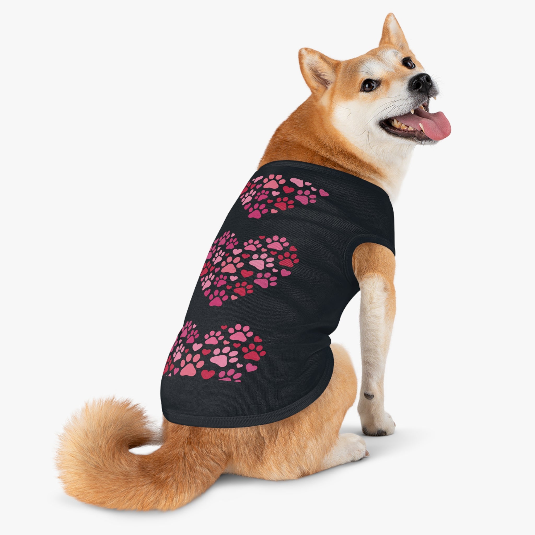 Pet Tank Top — Pink Paw Heart Dog & Cat Tee for Valentines & Everyday Wear