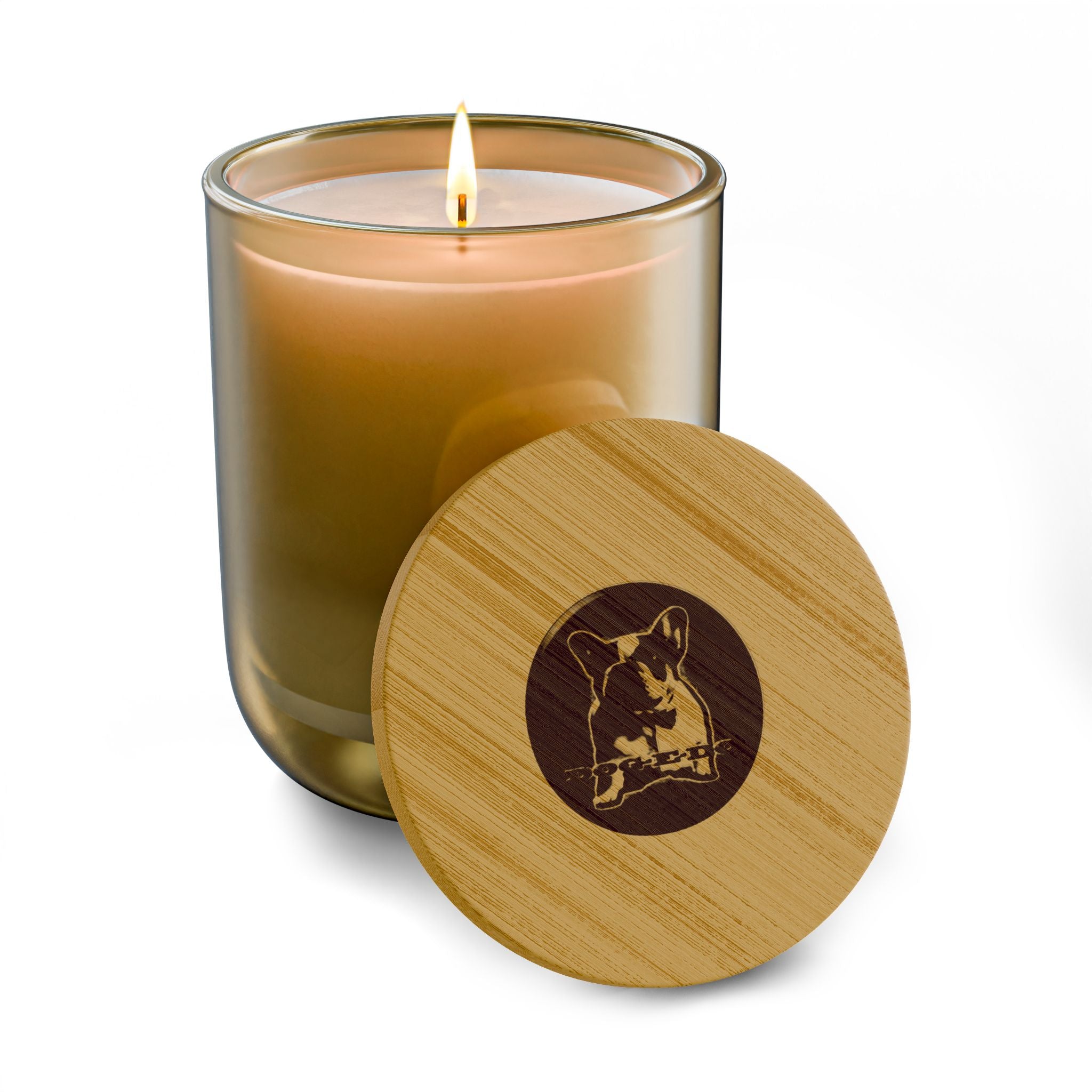 Engraved Frenchie Scented Soy Candle — 14oz Wooden Lid