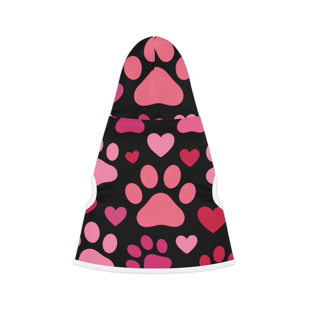 Pet Hoodie — Pink Paw Hearts Dog & Cat Hoodie (Valentine’s Pet Apparel)
