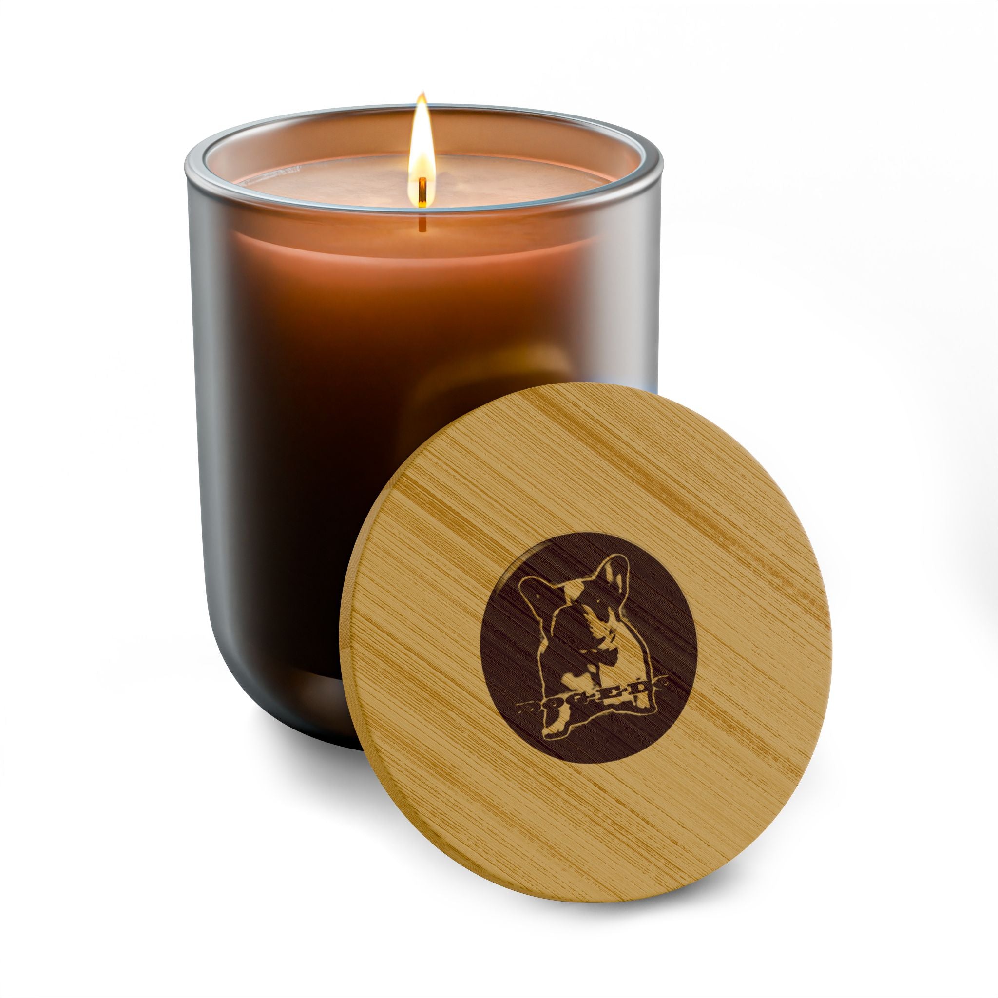 Engraved Frenchie Scented Soy Candle — 14oz Wooden Lid