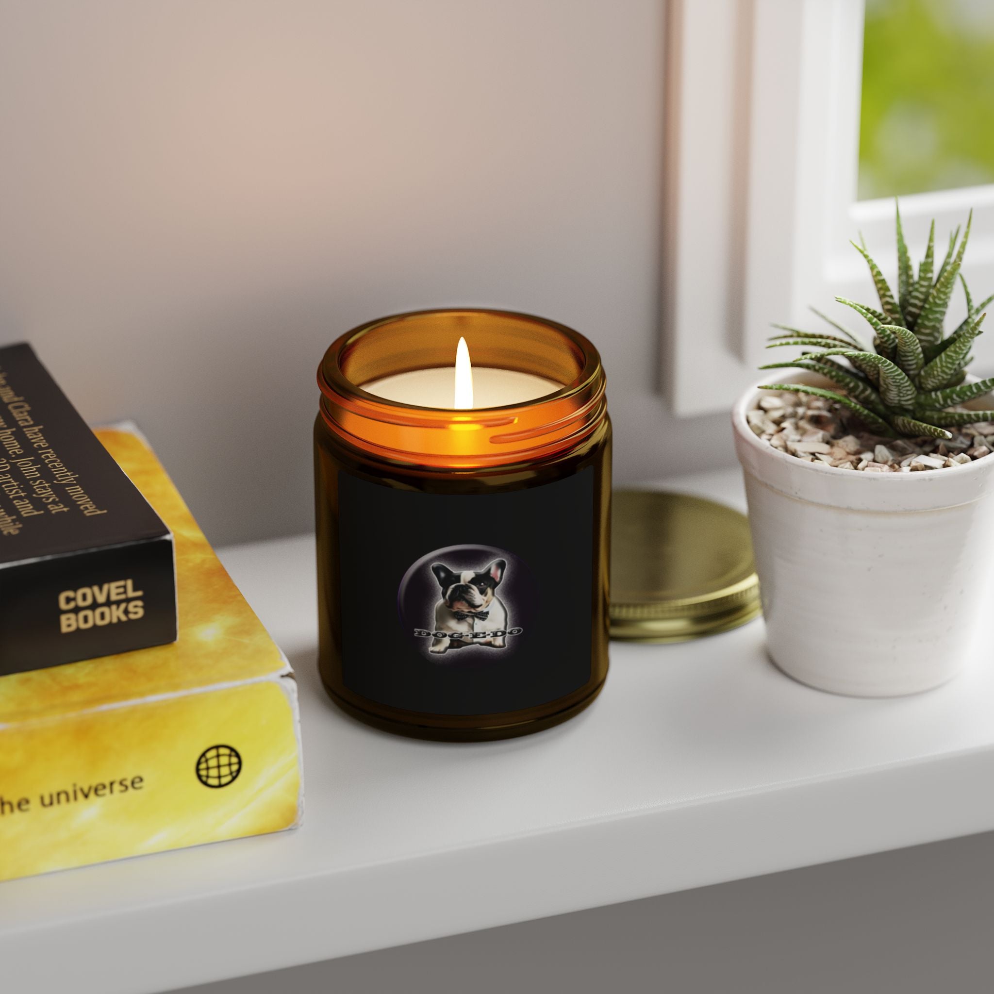 Coconut Apricot Scented Candle — 4oz & 9oz Glass Jar (Dog Moon Label)
